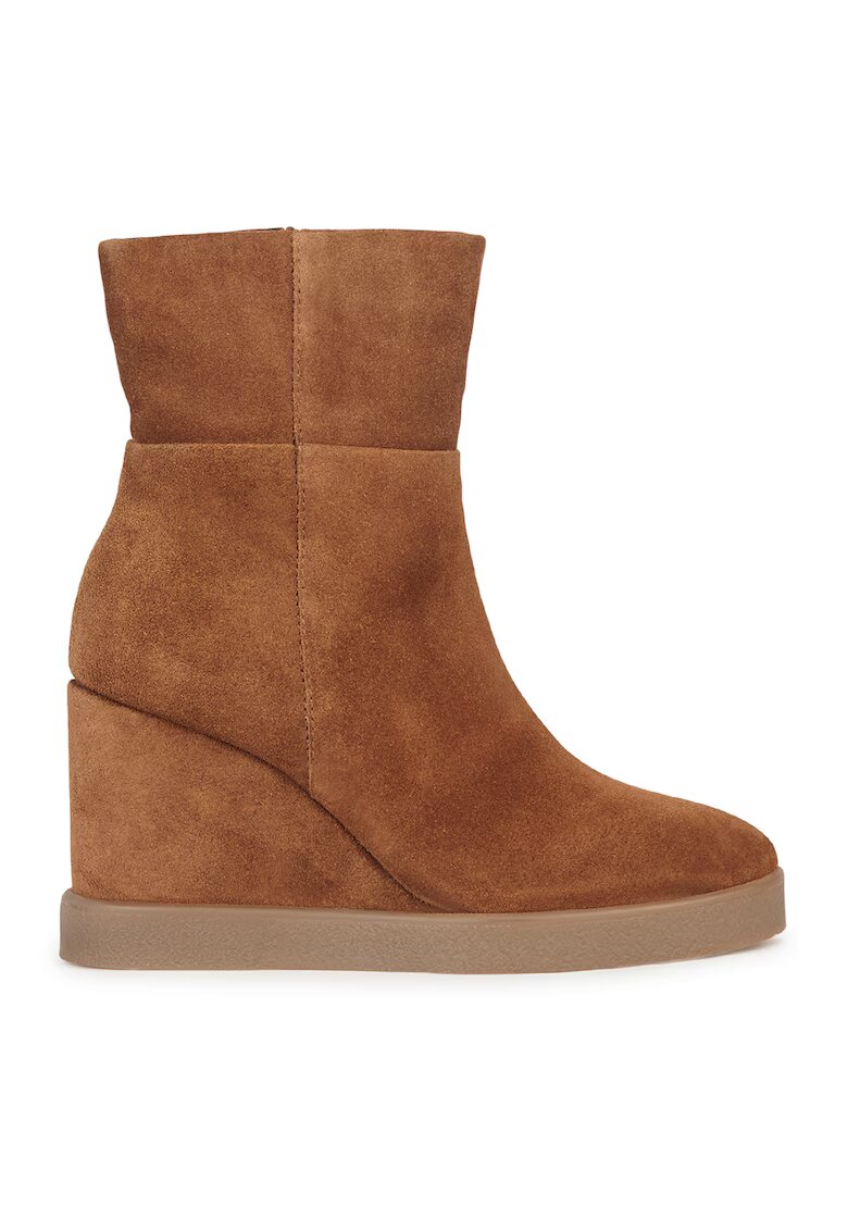 Geox Botine wedge de piele intoarsa - Caramel