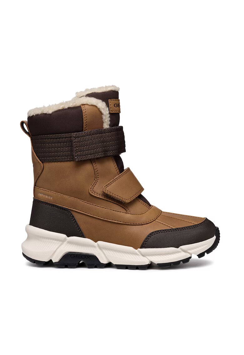 Geox Cizme mid-calf cu velcro Flexyper Plus ABX - Maro inchis/Maro cognac