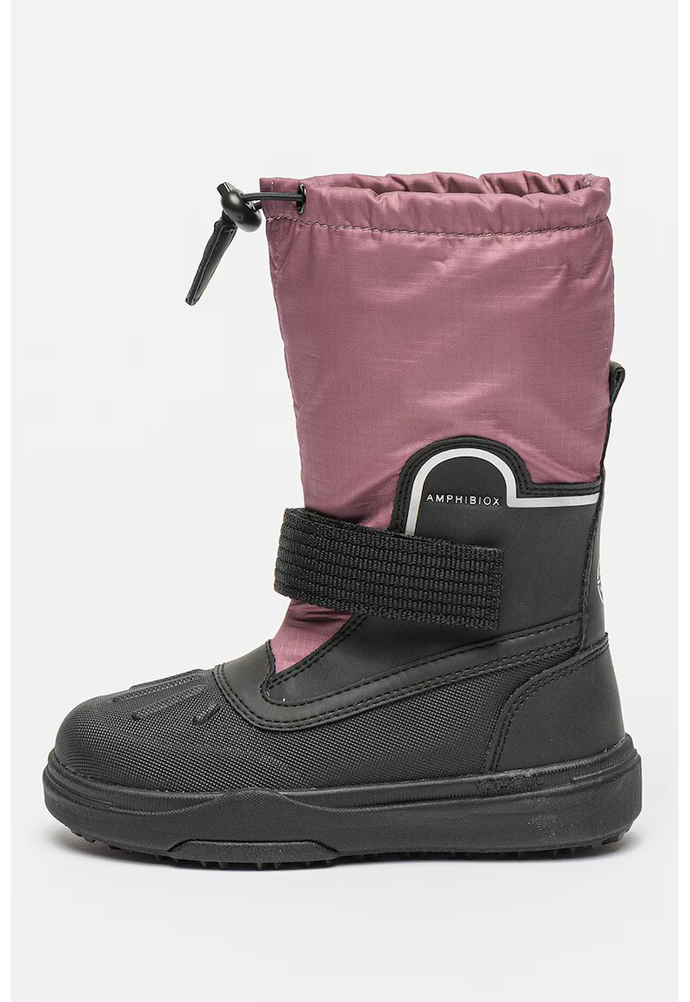 Geox Cizme mid-calf cu velcro si garnituri din material sintetic Bunshee - Negru/Roz