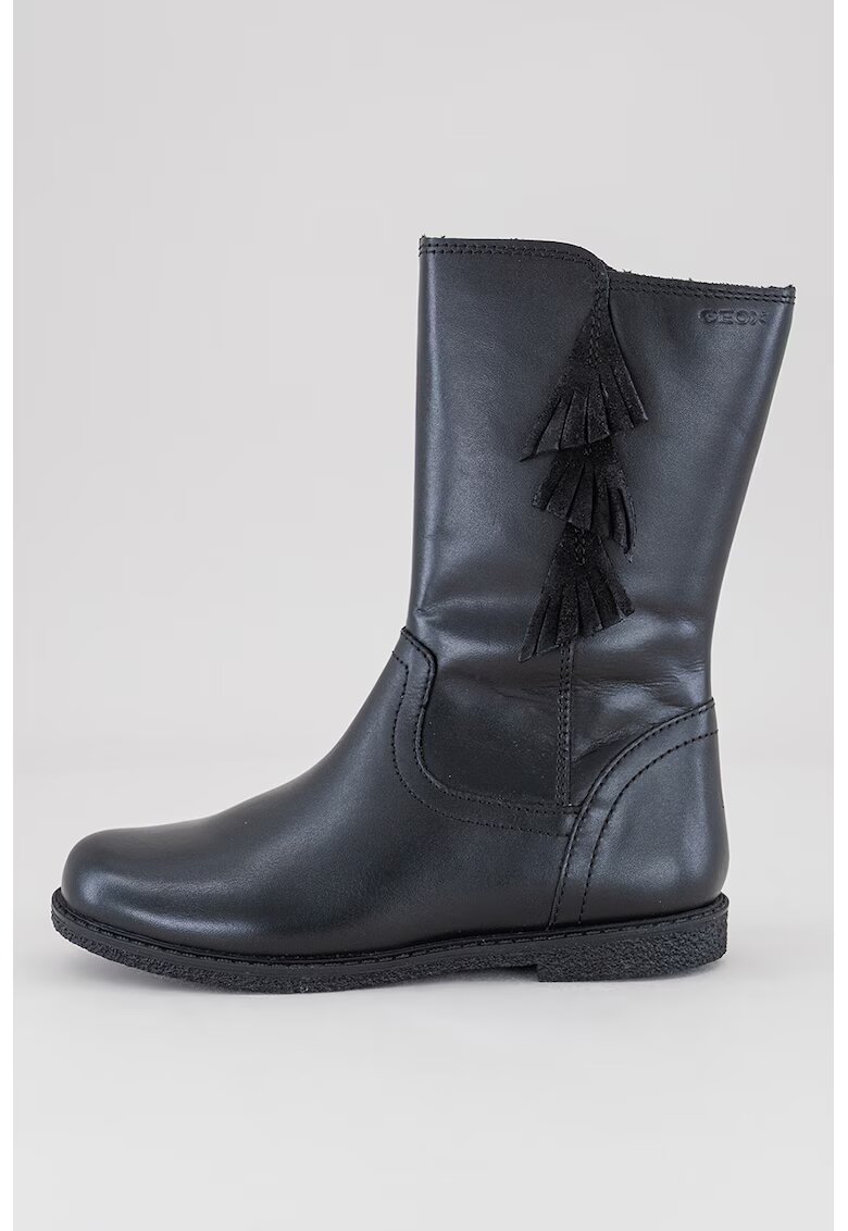 Geox Cizme mid-calf de piele si piele intoarsa - Negru
