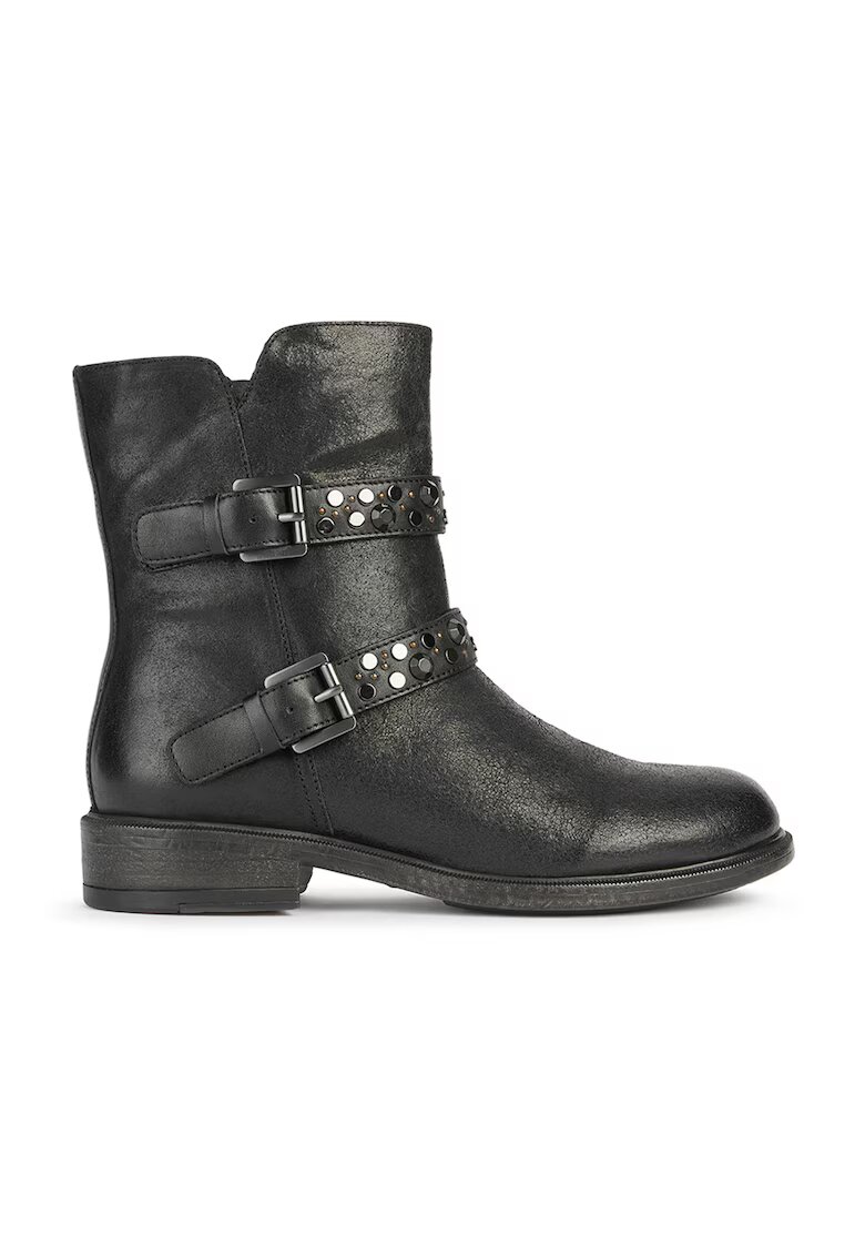 Geox Cizme scurte de piele si piele nabuc - Negru