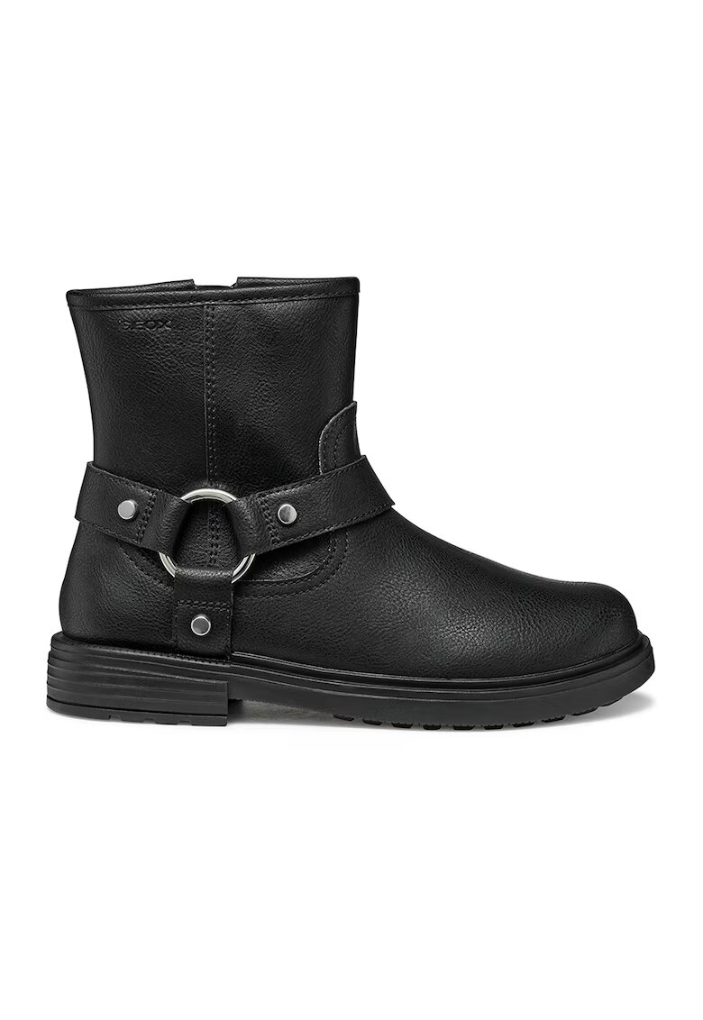 Geox Ghete biker de piele ecologica - Negru/Argintiu