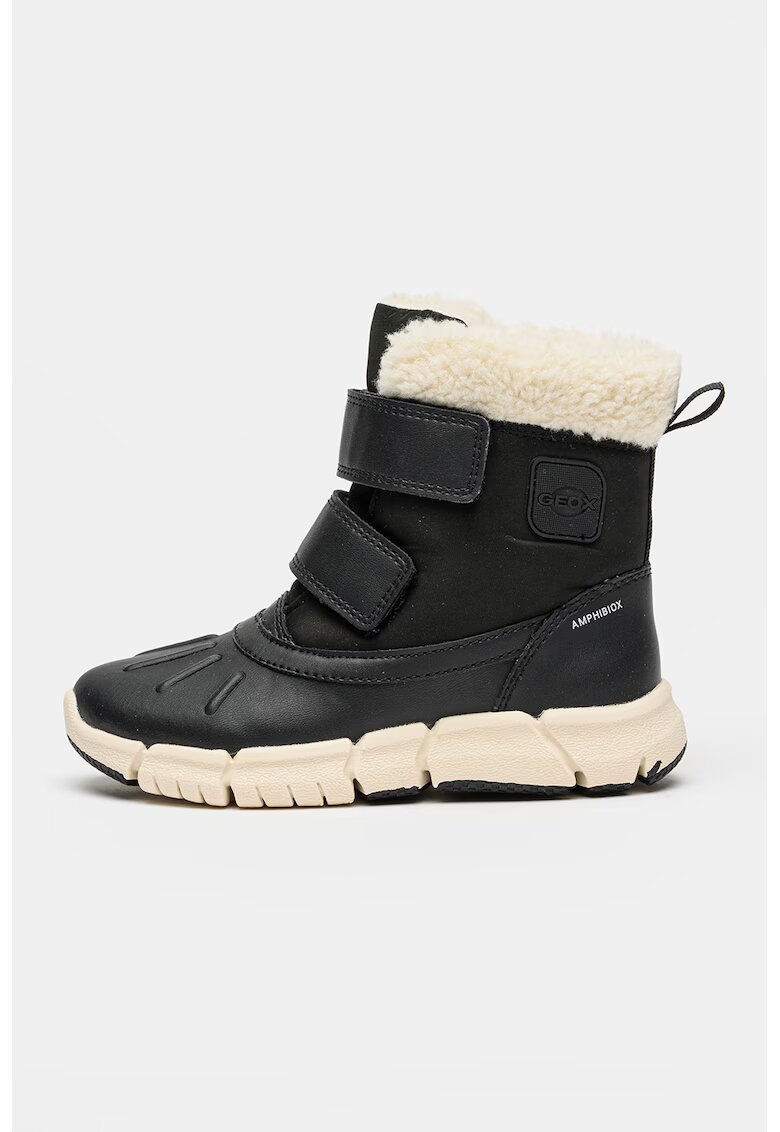 Geox Ghete cu inchidere velcro si garnituri din material sintetic - Alb fildes/Negru