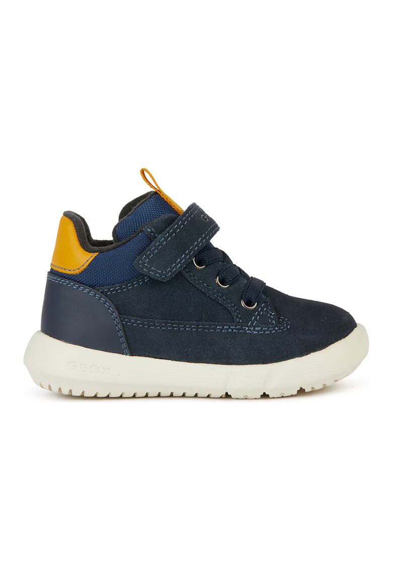 Geox Ghete cu insertii de piele intoarsa si velcro - Bleumarin/Galben inchis