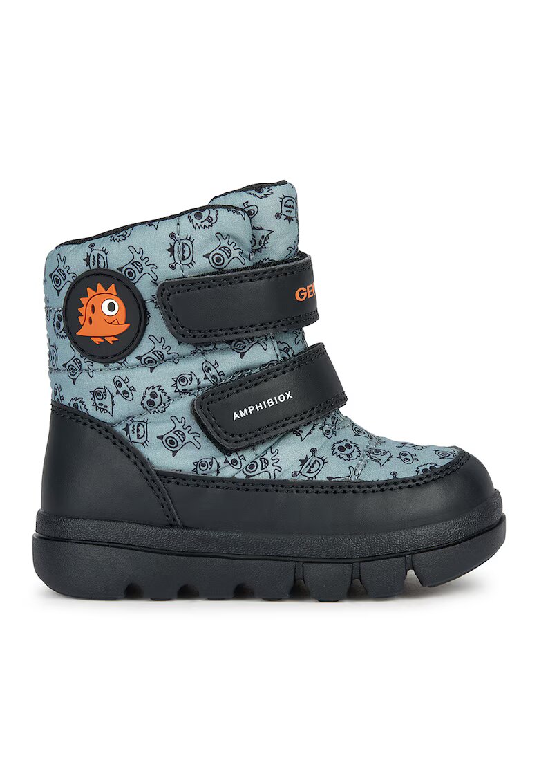 Geox Ghete cu velcro si imprimeu - Albastru pastel/Portocaliu