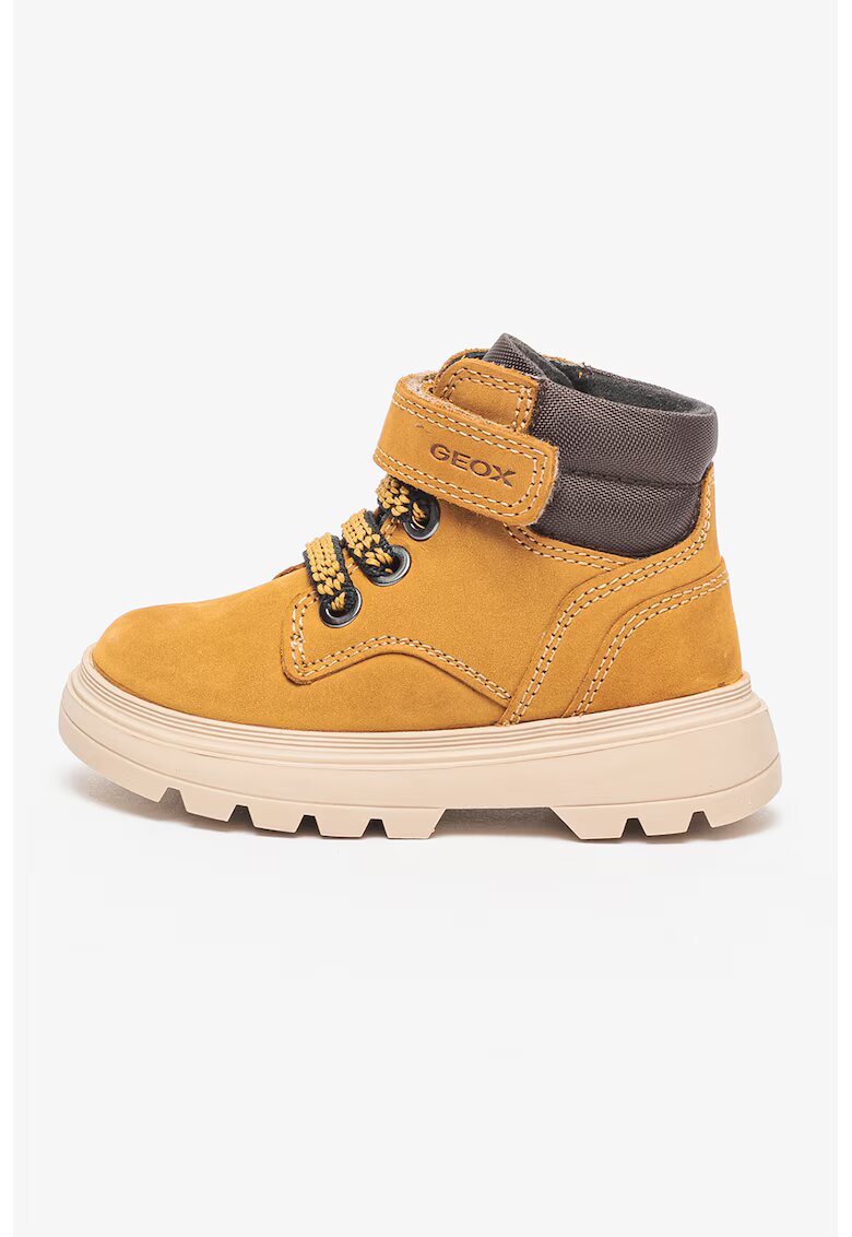 Geox Ghete de material textil si piele nabuc - Maro deschis