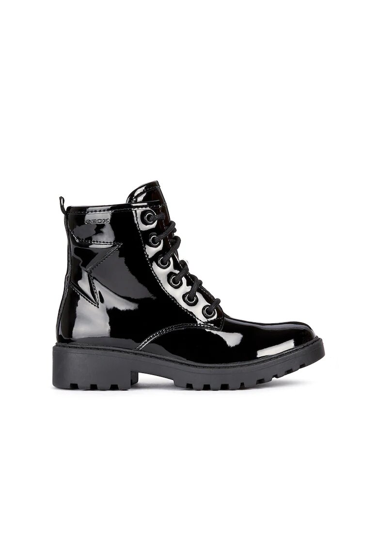 Geox Ghete de piele ecologica cu aspect lacuit Casey - Negru