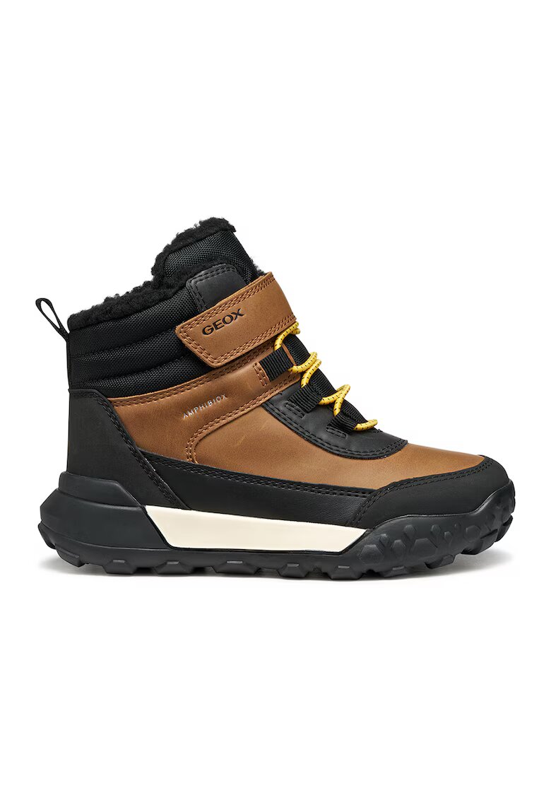 Geox Ghete de piele ecologica cu insertii textile - Negru/Caramel