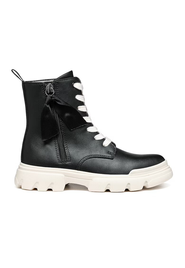 Geox Ghete de piele ecologica Junette - Alb/Negru