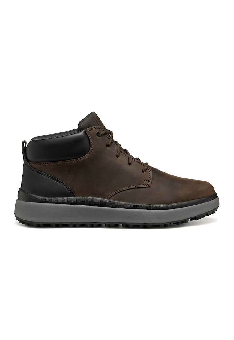 Geox Ghete de piele nabuc cu garnituri sintetice - Maro inchis/Negru