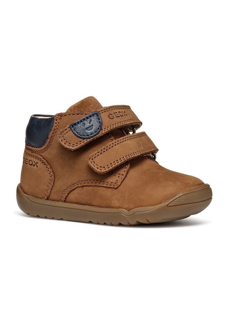 Geox Ghete de piele nabuc cu velcro - Caramel/Bleumarin