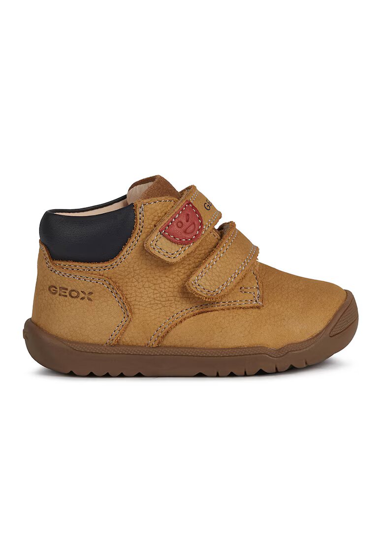 Geox Ghete de piele nabuc cu velcro - Galben inchis