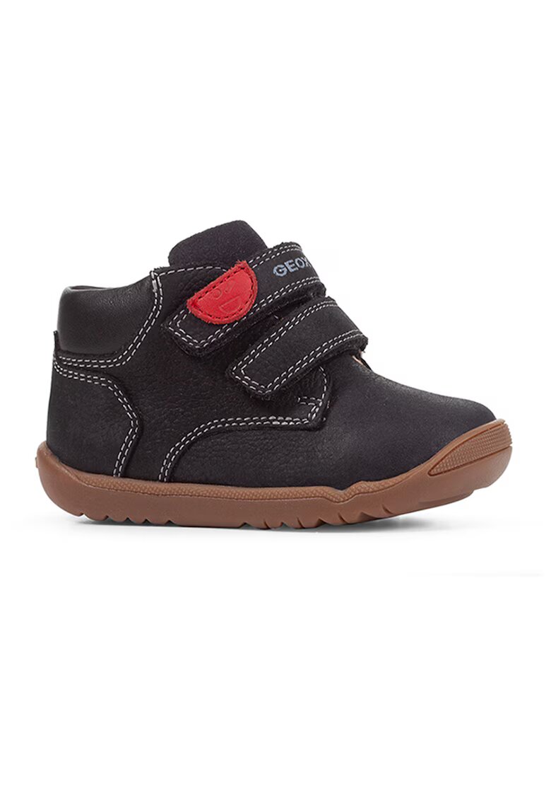 Geox Ghete de piele nabuc cu velcro - Negru