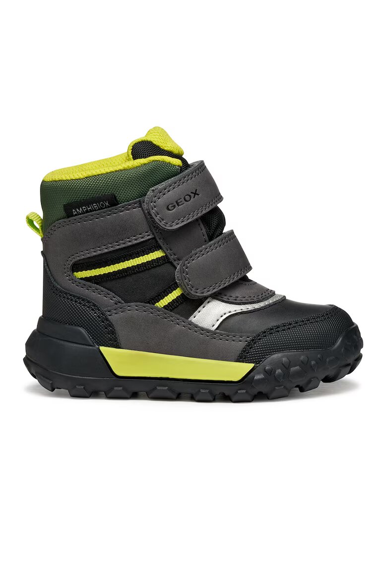 Geox Ghete din piele ecologica cu segmente cu inchidere velcro - Negru/Verde electric