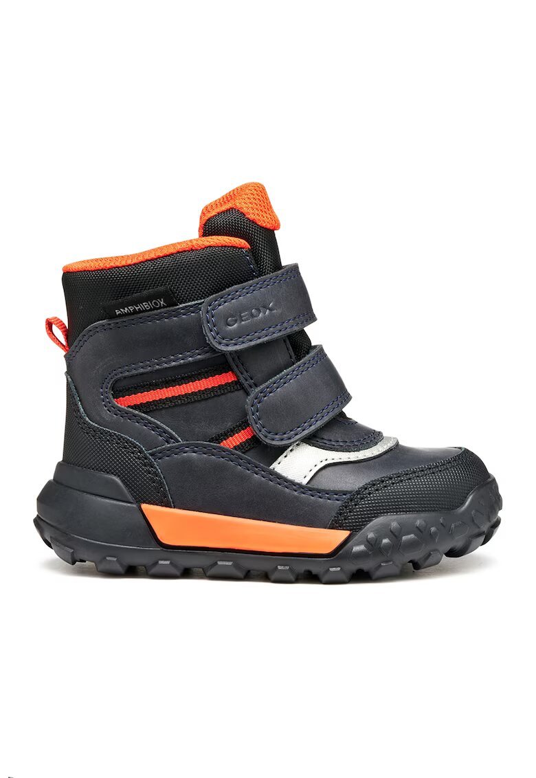 Geox Ghete din piele ecologica cu segmente cu inchidere velcro - Portocaliu/Albastru ultramarin