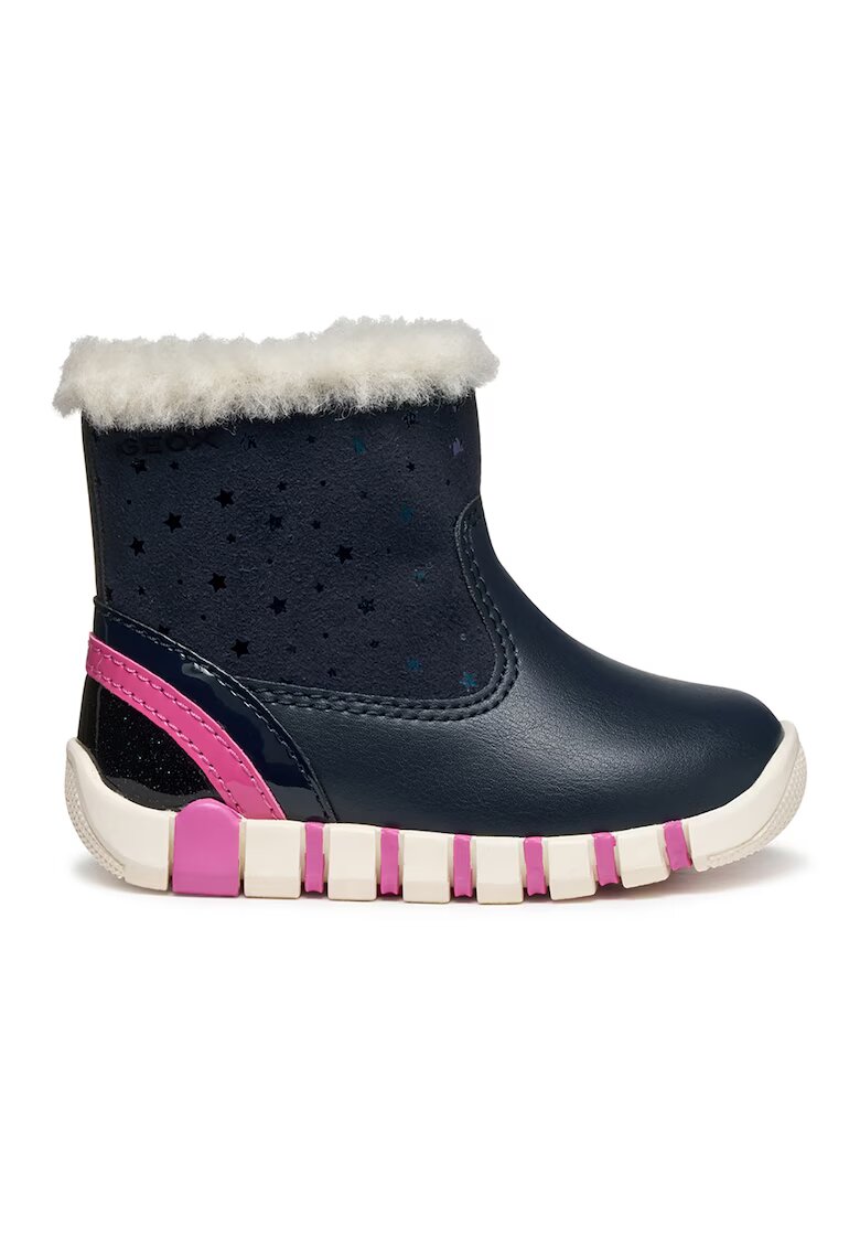 Geox Ghete din piele ecologica - Fucsia/Bleumarin