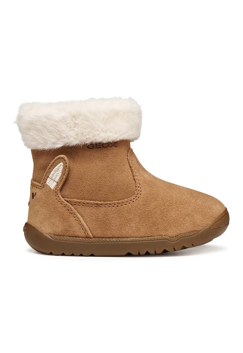 Geox Ghete din piele intoarsa cu fermoar - Caramel