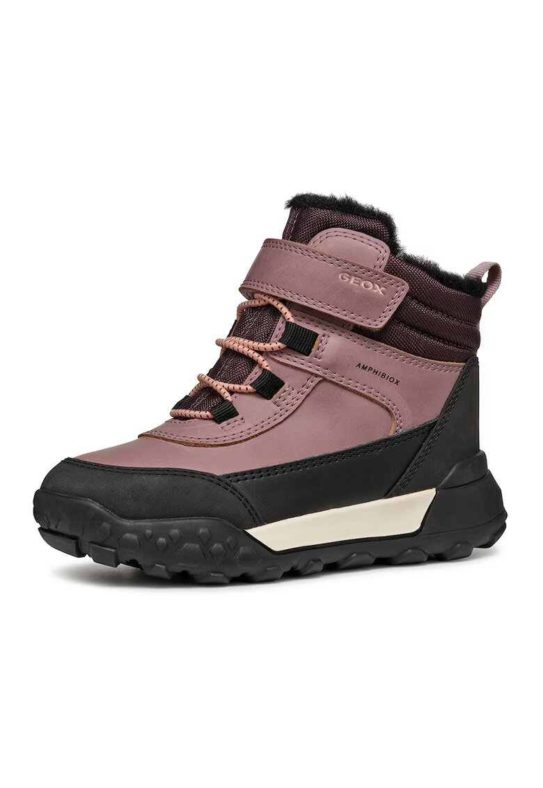 Geox Ghete impermeabile cu bareta velcro - Negru/Violet tyrian/Roz prafuit