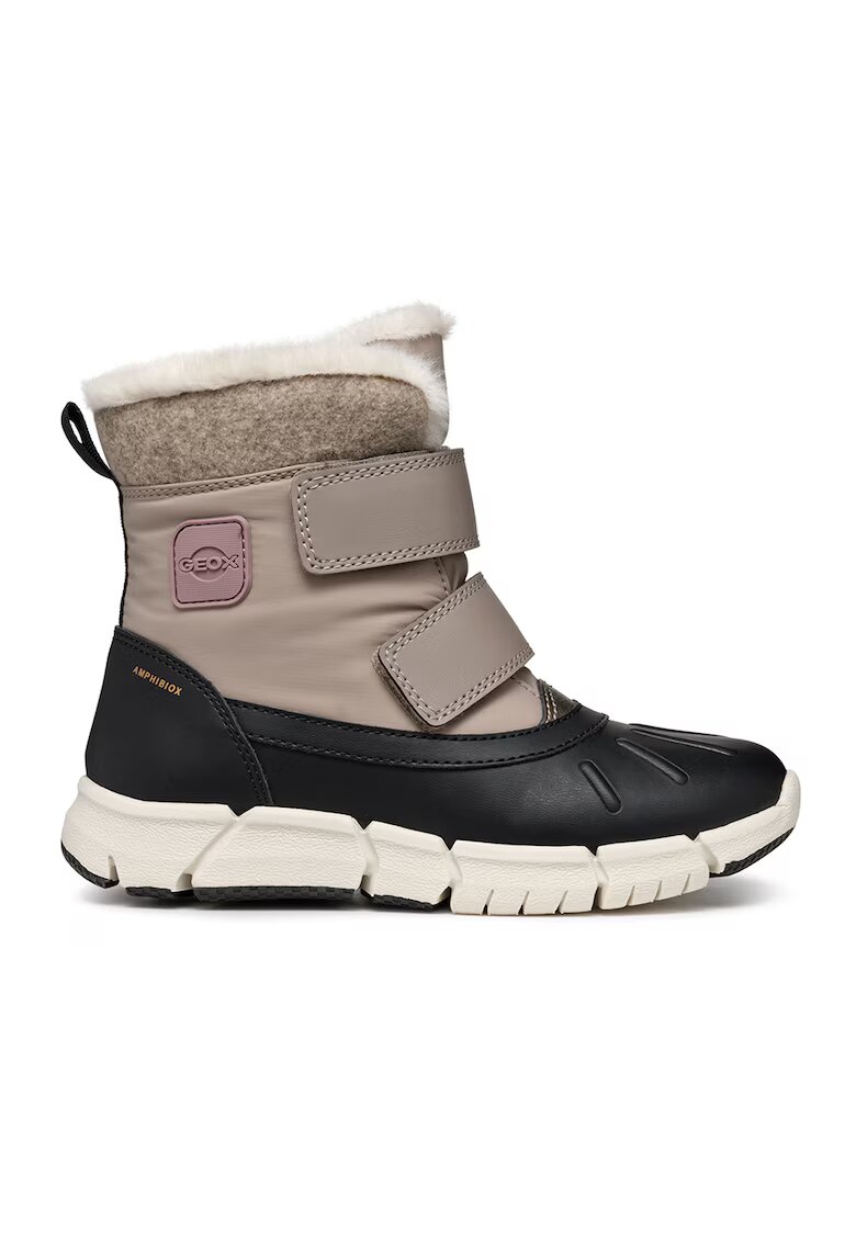 Geox Ghete impermeabile cu benzi velcro Flexyper - Negru/Maro camel