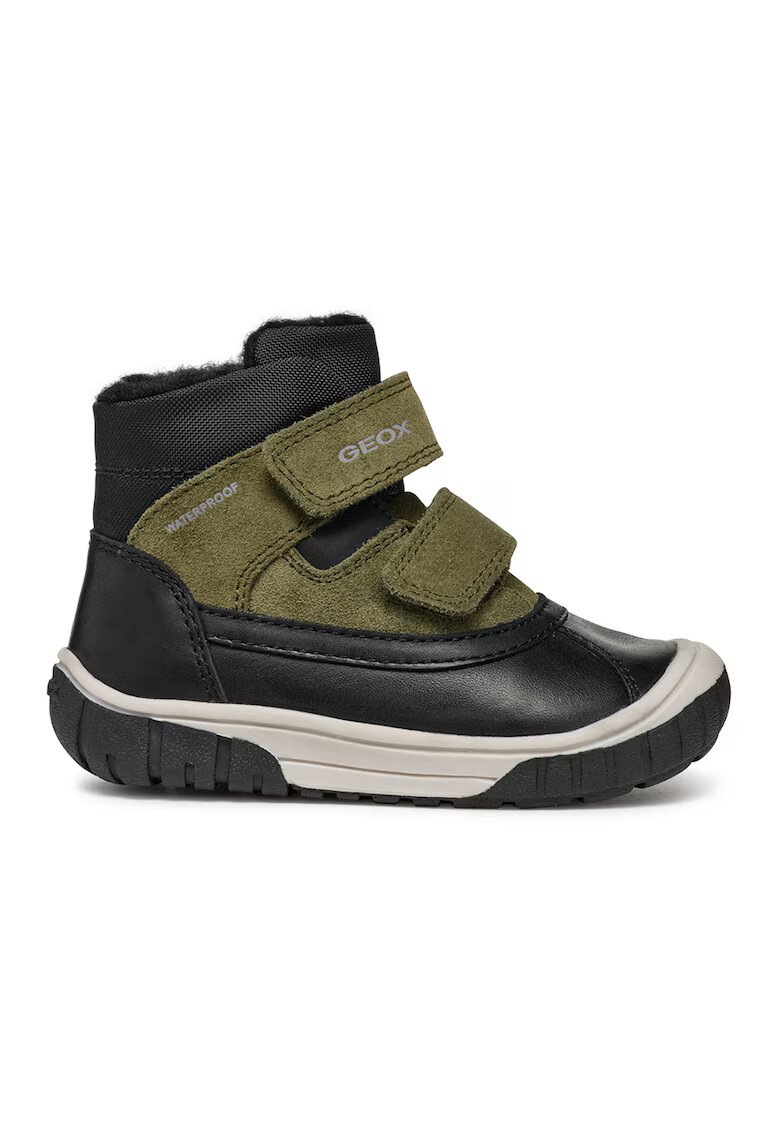Geox Ghete impermeabile cu insertii de piele intoarsa - Negru/Kaki