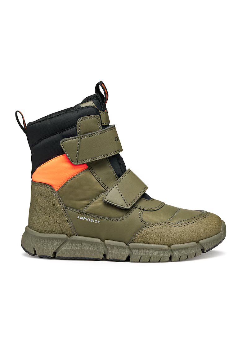 Geox Ghete impermeabile de iarna cu velcro Flexyper ABX - Portocaliu mandarina/Verde masliniu
