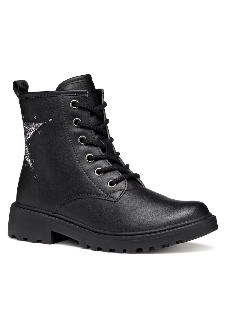 Geox Ghete pentru fete - piele ecologica - model cu stea - negru
