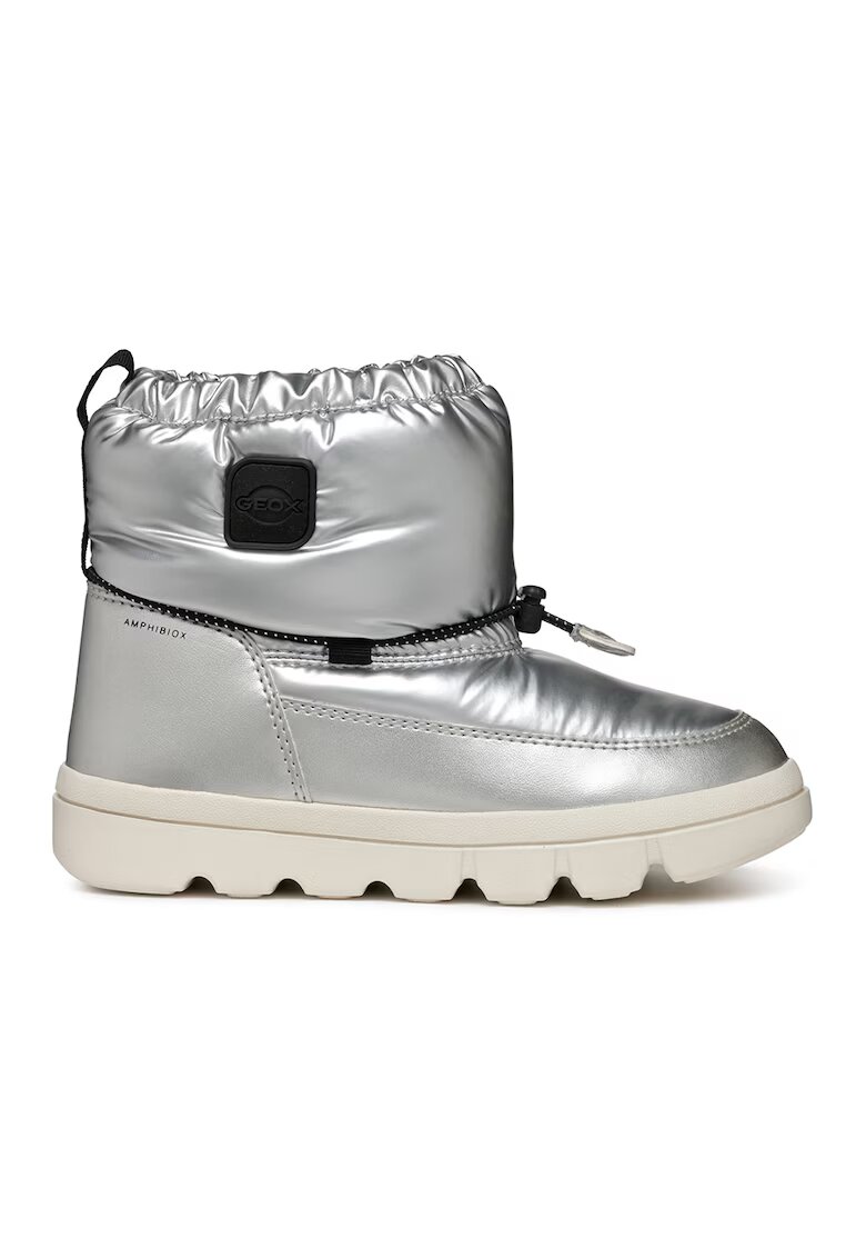Geox Ghete slip-on de iarna impermeabile - Negru stins/Alb murdar/Argintiu