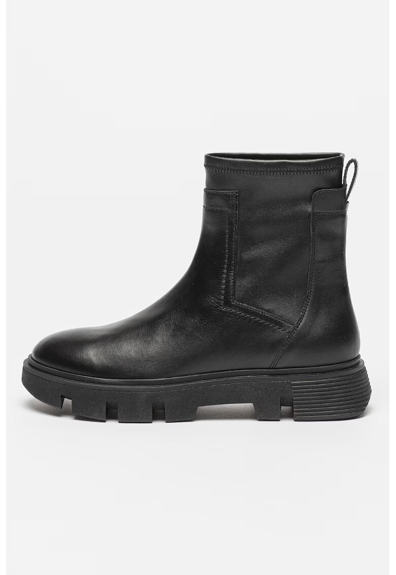 Geox Ghete slip-on de piele si piele ecologica Vilde - Negru