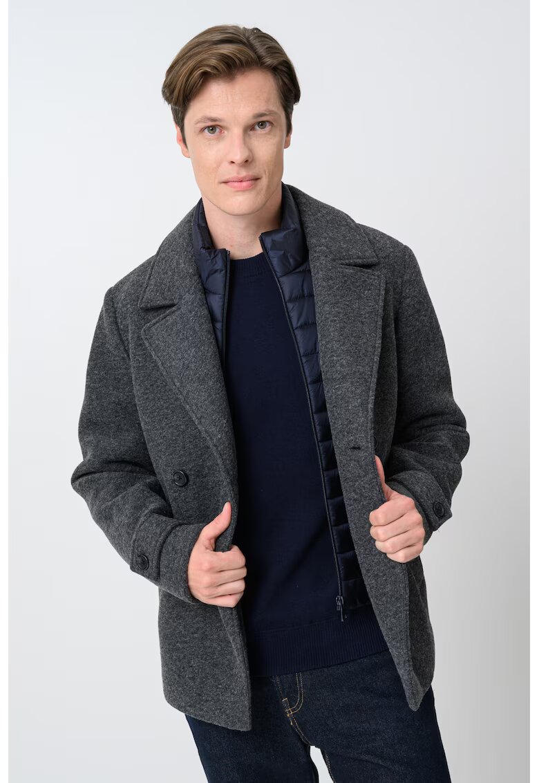 Geox Haina scurta 2in1 din amestec de lana Claudio - Gri inchis melange