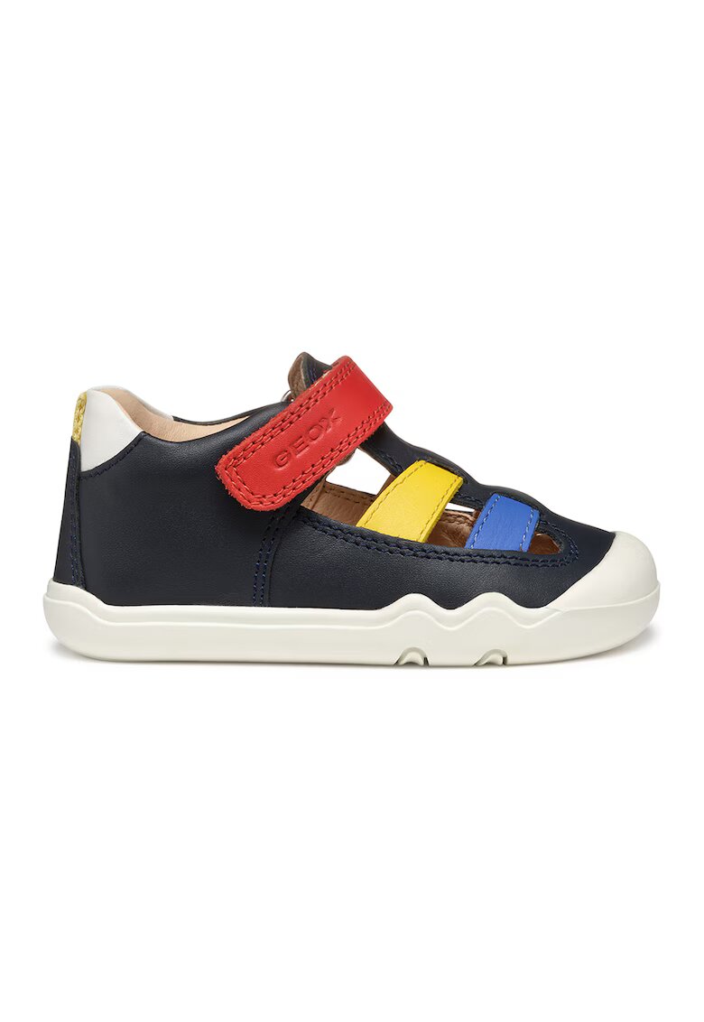 Geox Pantofi de piele cu decupaje - Multicolor/Bleumarin