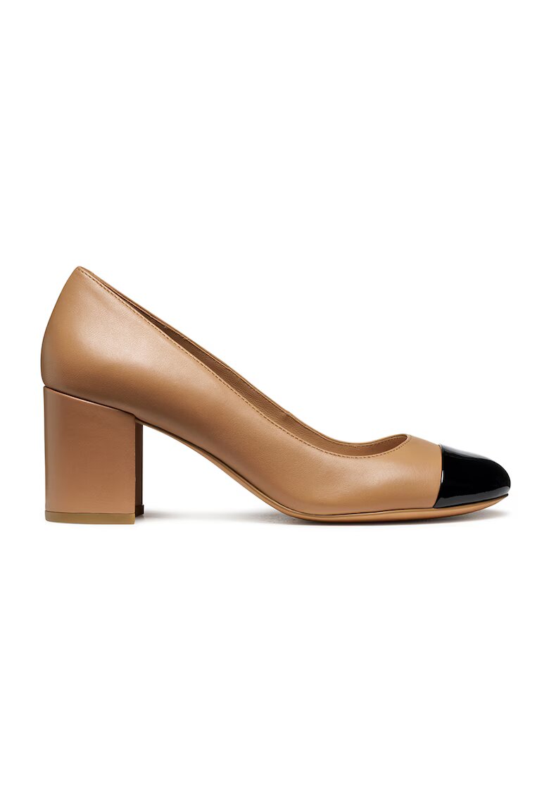Geox Pantofi de piele cu toc masiv - Negru/Caramel