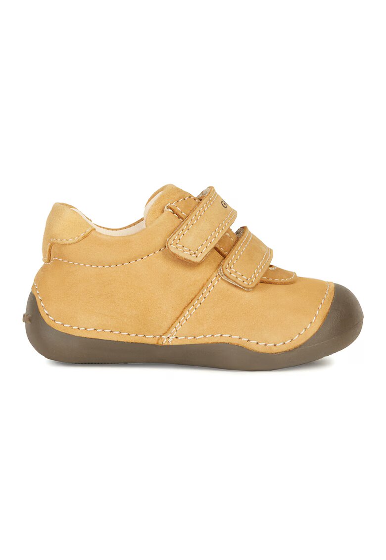 Geox Pantofi de piele nabuc si piele intoarsa cu velcro - Galben sofran