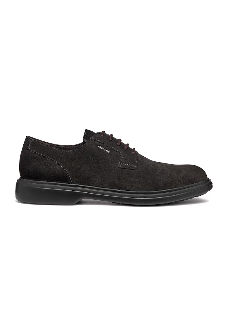 Geox Pantofi derby de piele intoarsa - Gri antracit