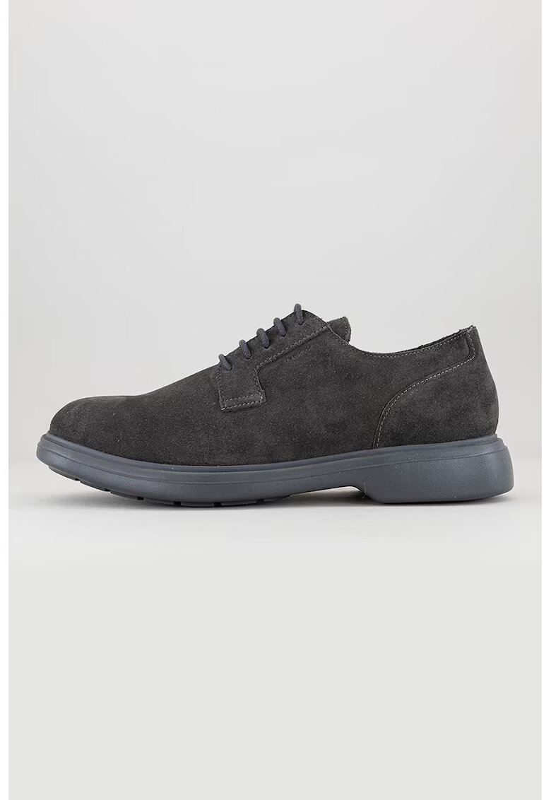 Geox Pantofi derby de piele intoarsa - Gri inchis