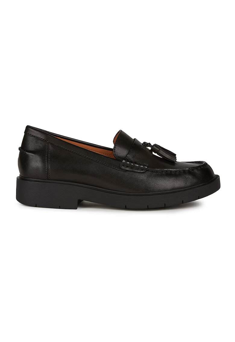 Geox Pantofi loafer de piele cu franjuri - Negru