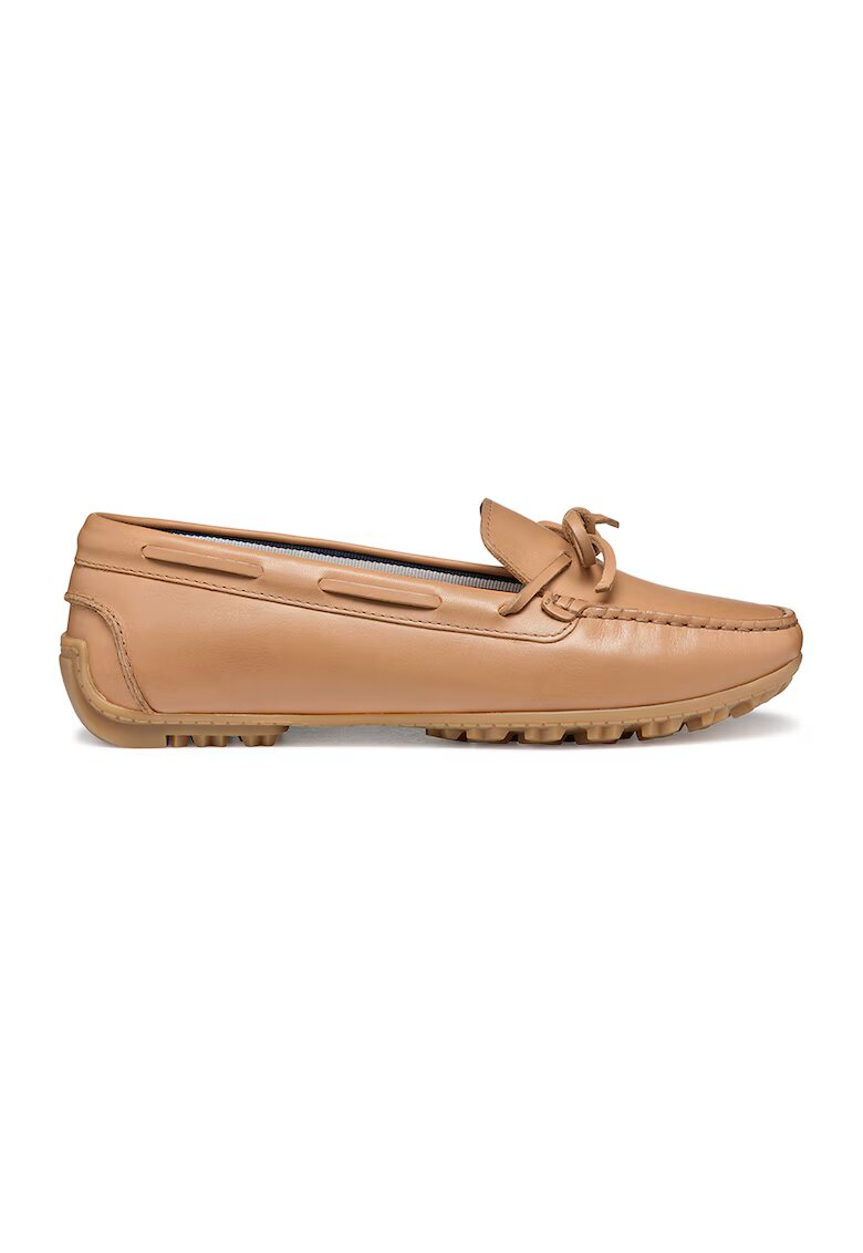 Geox Pantofi loafer de piele cu funda - Maro camel