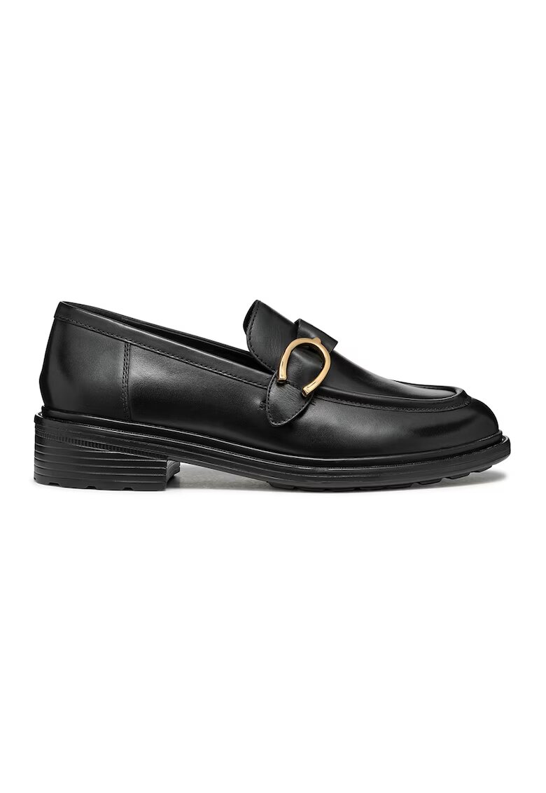 Geox Pantofi loafer de piele cu varf rotund - Negru
