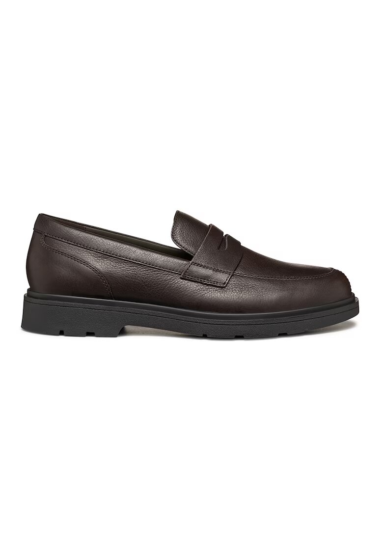 Geox Pantofi loafer din piele cu model uni - Maro inchis