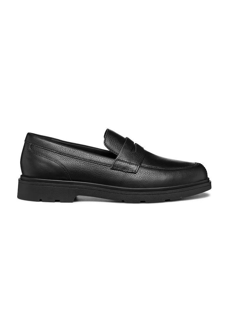 Geox Pantofi loafer din piele cu model uni - Negru