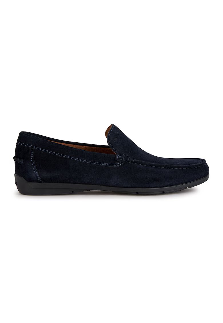 Geox Pantofi loafer uni de piele intoarsa - Bleumarin