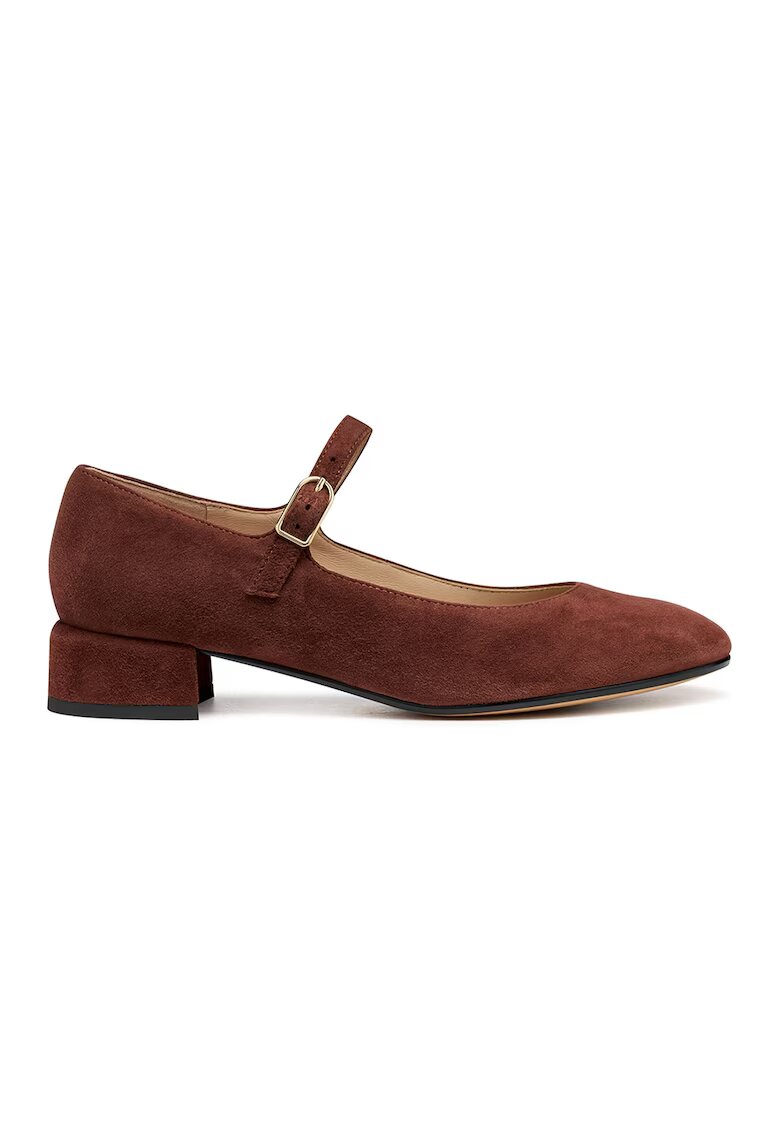 Geox Pantofi Mary Jane de piele intoarsa - Maro cognac