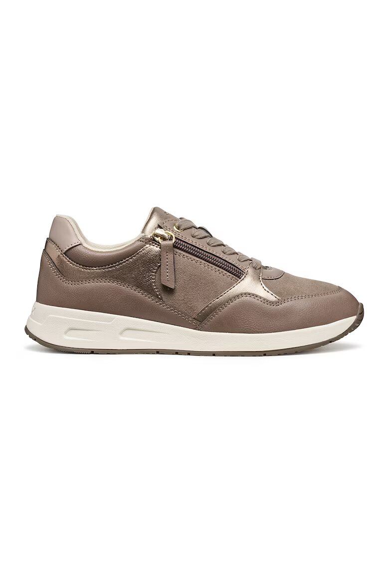 Geox Pantofi sport cu garnituri de piele intoarsa - Auriu/Maro taupe