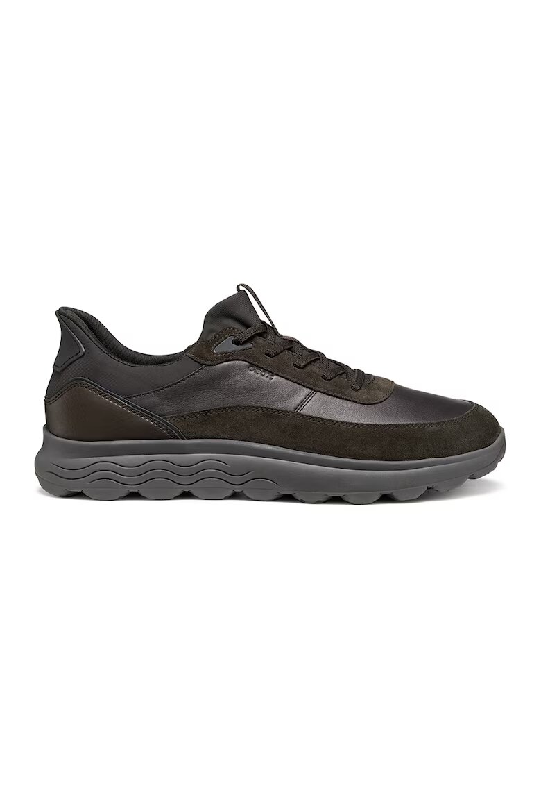 Geox Pantofi sport cu garnituri de piele si piele intoarsa - Maro inchis