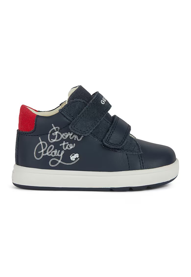 Geox Pantofi sport cu inchidere velcro - piele si piele intoarsa - Rosu/Bleumarin