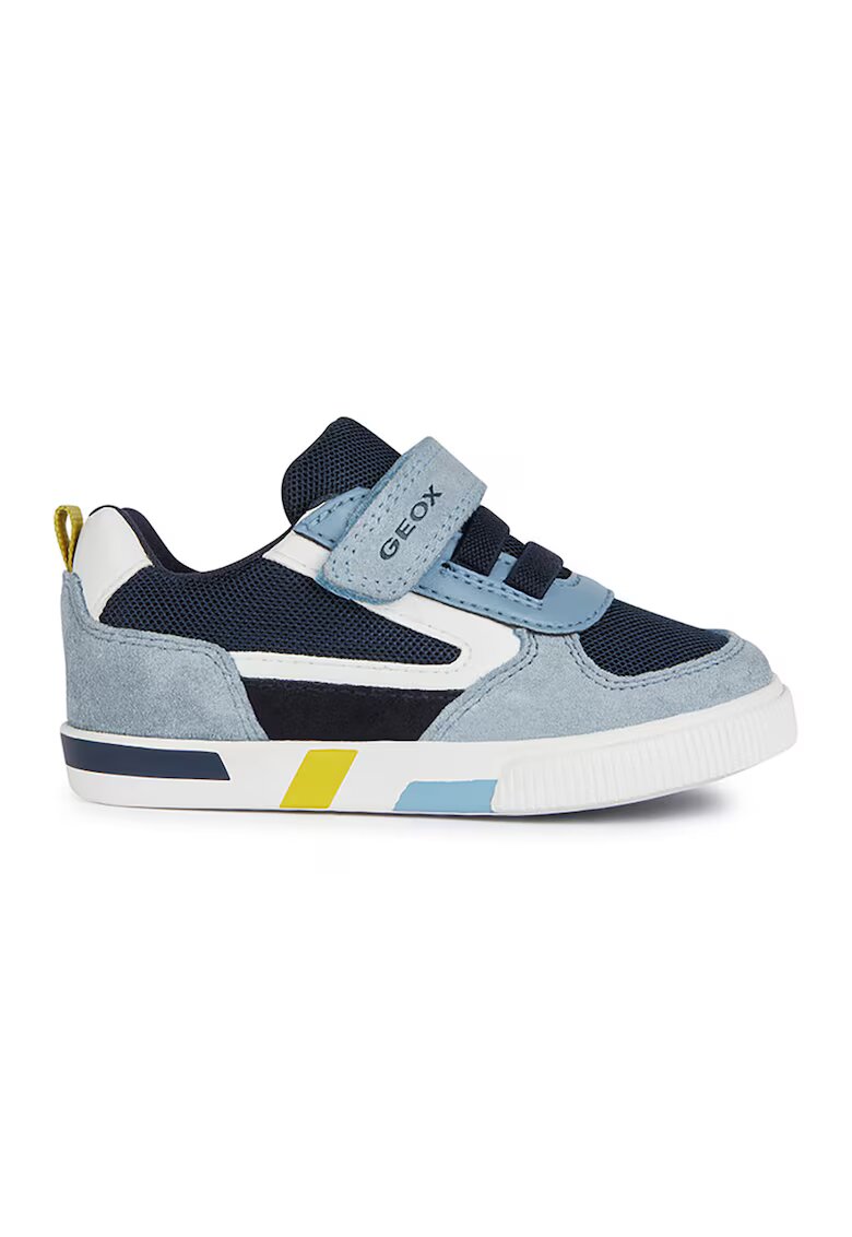 Geox Pantofi sport cu inchidere velcro si detalii din piele intoarsa - Alb/Albastru