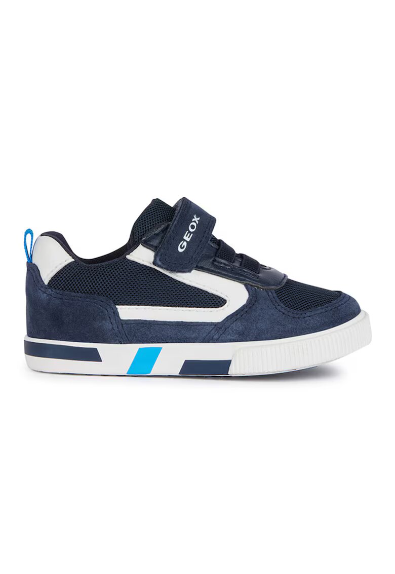 Geox Pantofi sport cu inchidere velcro si detalii din piele intoarsa - Bleumarin