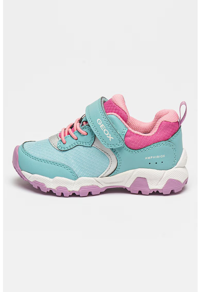 Geox Pantofi sport cu inchidere velcro si garnituri din piele ecologica Magnetar - Fucsia/Turcoaz