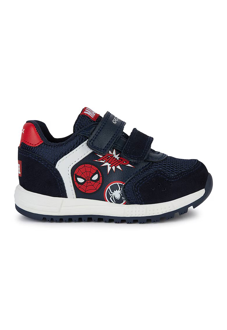 Geox Pantofi sport cu inchidere velcro si model Spider-Man - Rosu/Bleumarin