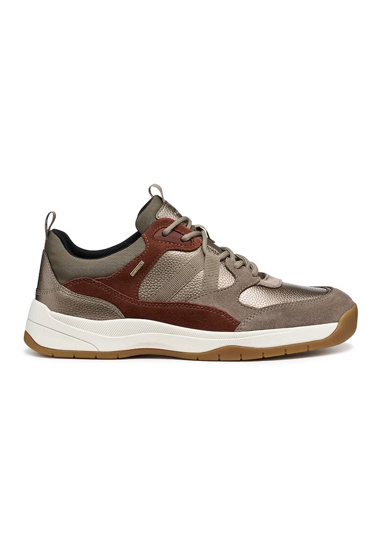 Geox Pantofi sport cu insertii de piele intoarsa - Auriu/Maro taupe