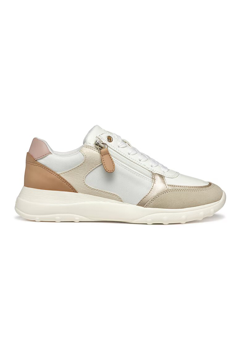 Geox Pantofi sport cu insertii de piele intoarsa - Bej/Alb murdar